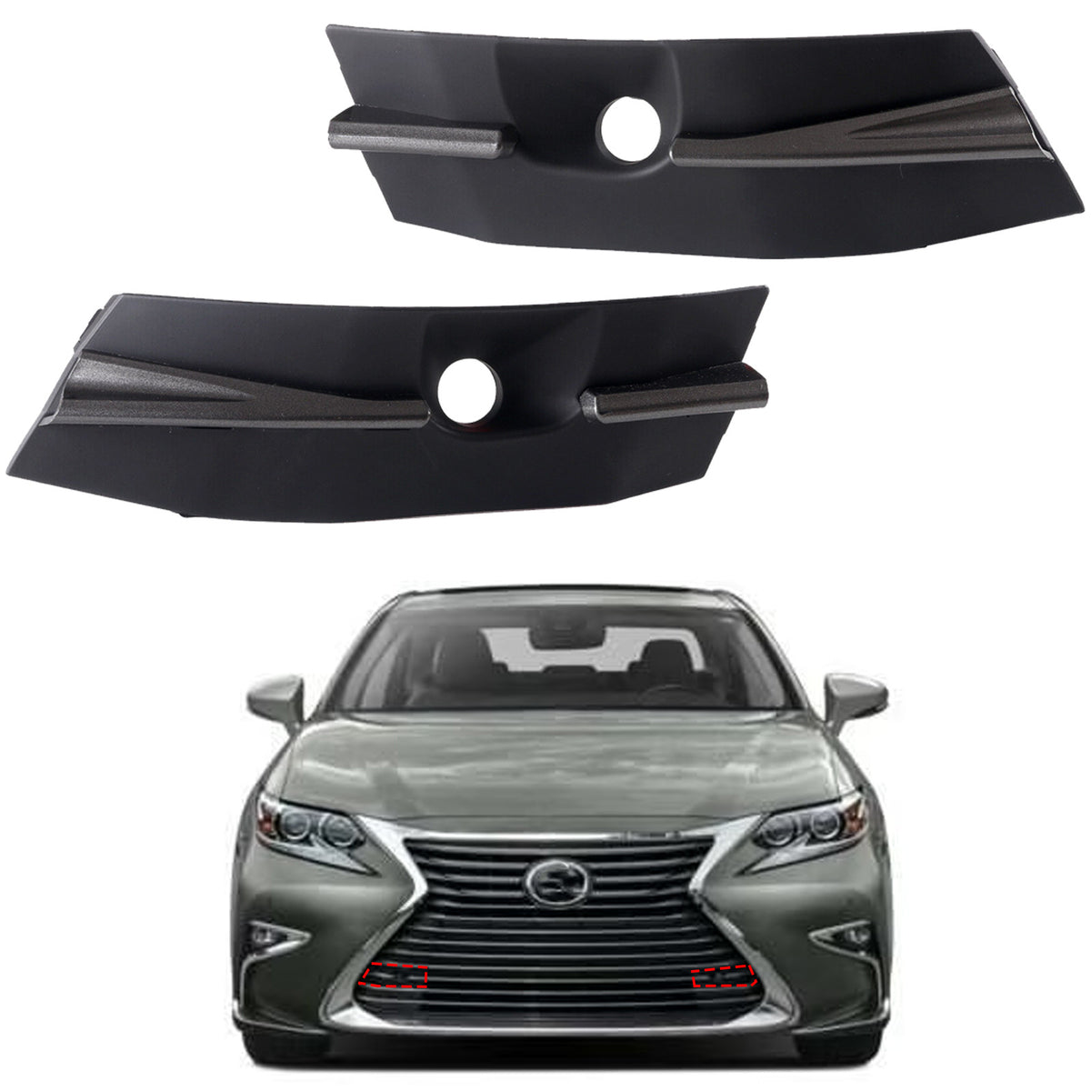 2016 2017 2018 Lexus ES300h u0026 ES350 Front Lower Grille Cover Inserts with  Sensor Holes Left Right Pair by AutoModed