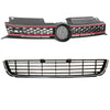 For 2010 2014 Volkswagen Golf Front Upper & Lower Grille Red Trim GTI Style 2pcs - AutoModed