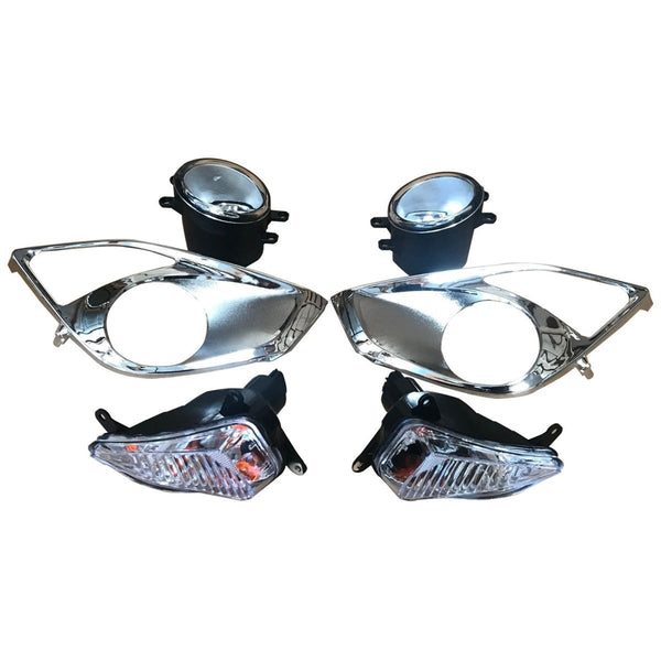 For 2013 2014 2015 Toyota Avalon Front Fog Lamps Turn Signals Chrome Bezels LH RH Pair - AutoModed