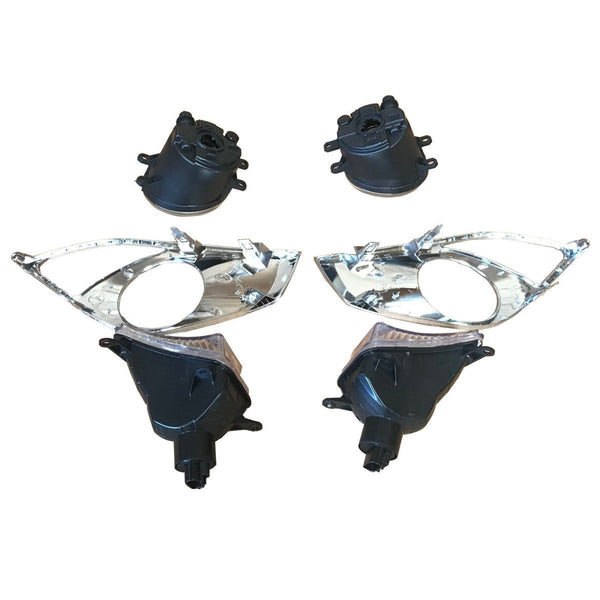 For 2013 2014 2015 Toyota Avalon Front Fog Lamps Turn Signals Chrome Bezels LH RH Pair - AutoModed