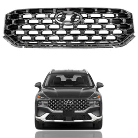 2021 2022 Hyundai Santa Fe Front Upper Grille Grill Assembly Chrome by Automoded