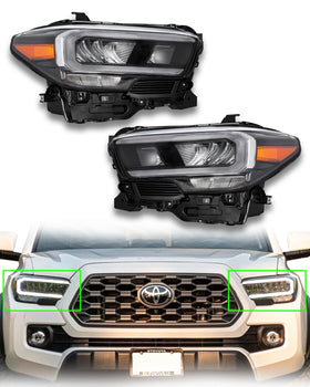 2020 2021 2022 2023 Toyota Tacoma Limited TRD Front Full LED Headlight Assembly Left Right Side Pair by AutoModed
