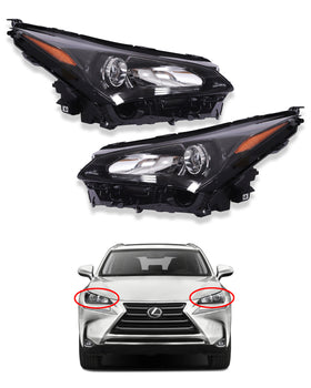 For 2015 2016 2017 Lexus NX200t F-Sport LED Headlight Headlamp Assembly Driver Passenger Left Right Side LH RH Set Pair 2Pcs LX2519142 LX2518142 By AutoModed