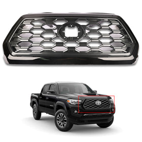 For 2016 2017 2018 2019 2020 2021 2022 Toyota Tacoma Front Hood Bumper Upper Grille Grill Assembly New Mesh Glossy Black 5311404250 by AutoModed