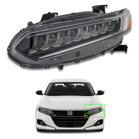 For 2018 2019 2020 2021 2022 Honda Accord Full LED Headlight Headlamp Chrome Assembly Left Driver Side LH 33150TVAA11 by AutoModed