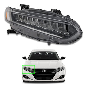 For 2018 2019 2020 2021 2022 Honda Accord Full LED Headlight Headlamp Chrome Assembly Right Passenger Side RH 33100TVAA11 by AutoModed