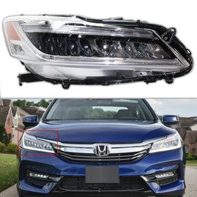 For 2016 2017 Honda Accord Sedan Full LED Headlight Headlamp Assembly Chrome Right Passenger Side RH 33100T2AA32 by AutoModed