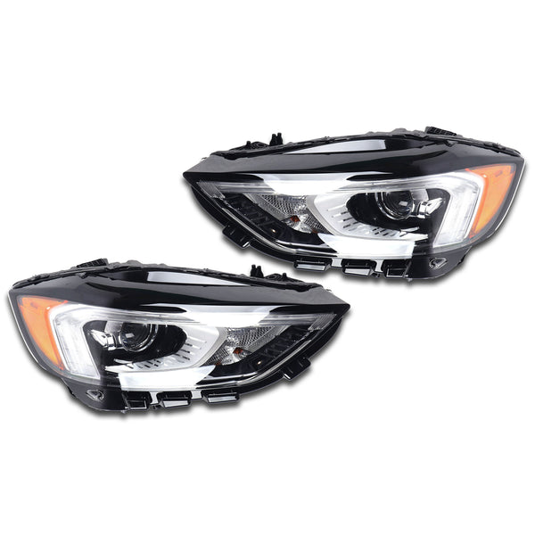 For 2019 2020 2021 Ford Edge LED DRL Headlight Headlamp Chrome Assembly Left Right Driver Passenger Side LH RH Pair Set 2Pcs by AutoModed