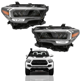 For 2020 2021 2022 Toyota Tacoma SE TRD PRO LED DRL Headlight Assembly Black Left Right Driver Passenger Side LH RH Pair Set 2Pcs 8115004300 8111004300 by AutoModed