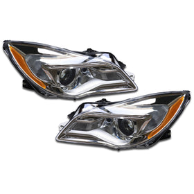 For 2014 2015 2016 2017 Buick Regal Halogen LED DRL Headlight Headlamp Chrome Assembly Left Right Driver Passenger Side LH RH Pair Set 2Pcs GM2502413 GM2503413 by AutoModed