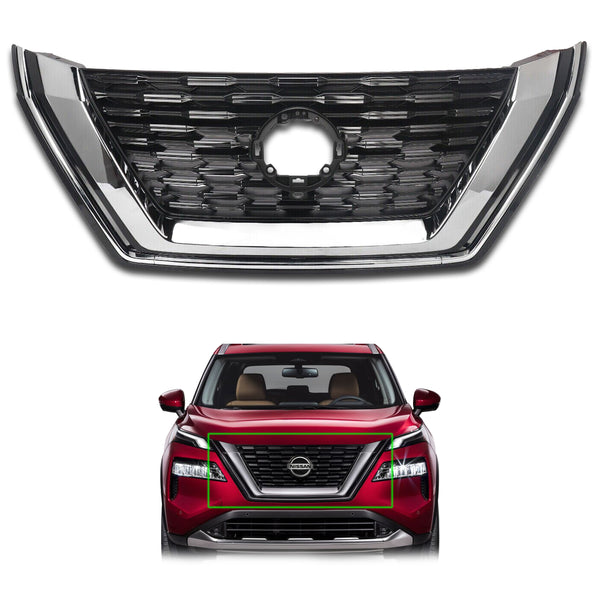 For 2021 2022 2023 Nissan Rogue SL SV Front Bumper Grille Grill Chrome Trim Assembly w/ Camera Hole 623106RA0A by AutoModed