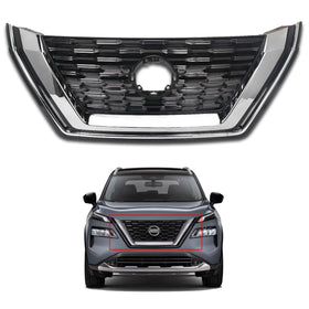 For 2021 2022 2023 Nissan Rogue SL SV Front Bumper Grille Grill Chrome Trim Assembly No Camera Hole 62310-6RA0A by AutoModed