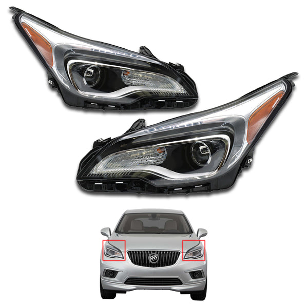 For 2016 2017 2018 Buick Envision HID Xenon w/LED DRL Headlight Headlamp Assembly Left Right Driver Passenger Side LH RH GM2502465 GM2503529 by AutoModed