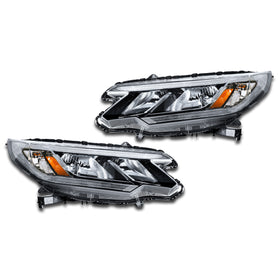 For 2015 2016 Honda CRV CR-V EX-L EX SE Headlight Headlamp Halogen w/ LED DRL Driver Passenger Left Right LH RH Side Set Pair 2Pcs 33150T1WA01 33100T1WA01 by AutoModed