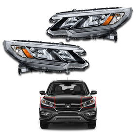 For 2015 2016 Honda CRV CR-V EX-L EX SE Headlight Headlamp Halogen w/ LED DRL Driver Passenger Left Right LH RH Side Set Pair 2Pcs 33150T1WA01 33100T1WA01 by AutoModed