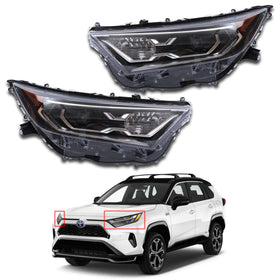 For 2019 2020 2021 2022 Toyota RAV4 Hybrid XSE Headlight Headlamp Factory Assembly Black Driver Passenger Left Right Side LH RH Pair Set 2Pcs TO2502292 TO2503292 by AutoModed