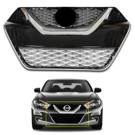 For 2016 2017 2018 Nissan Maxima Front Bumper Grille Grill Mesh Polished ABS Plastic Assembly 623104RA0A by AutoModed