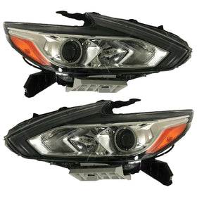 2016 2017 2018 Nissan Altima Headlight Assembly Halogen with Chrome Housing Left Right Pair by AutoModed