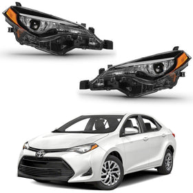 2017 2018 2019 Toyota Corolla L LE Headlight Assembly Halogen with LED Daytime Running Lights DRL Left Right Pair by AutoModed