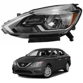2016 2017 2018 2019 Nissan Sentra Headlight Assembly Halogen Black & Chrome Driver Side by AutoModed