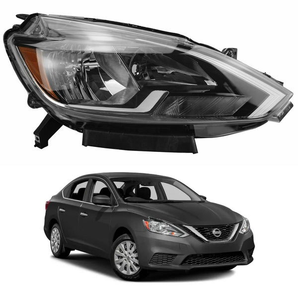 2016 2017 2018 2019 Nissan Sentra Headlight Assembly Halogen Black & Chrome Passenger Side by AutoModed