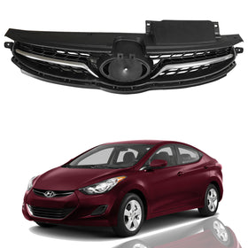 2011 2012 2013 Hyundai Elantra Sedan Front Upper Bumper Grille with Chrome Trim by AutoModed