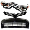 For 2014 2015 2016 Toyota Corolla S Front LED Headlights Assembly Upper Lower Bumper Grilles Set 4pc by AutoModed