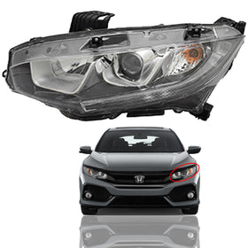 For 2016 2017 2018 2019 2020 2021 Honda Civic Headlight Headlamp Assembly Halogen Basic LED Left Driver Side LH by AutoModed