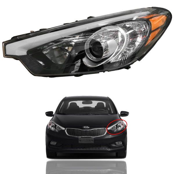 2014 2015 2016 Kia Forte EX LX & Forte Koup Headlight Assembly Halogen with Bulbs Driver Side by AutoModed