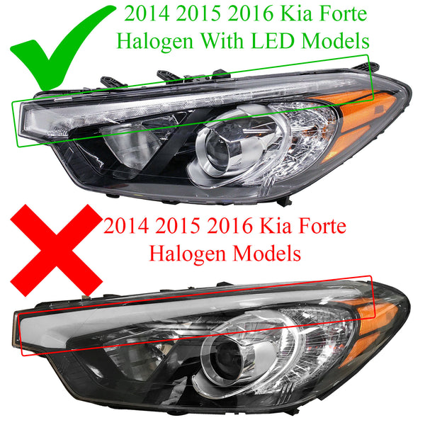 2014 2015 2016 Kia Forte & Forte Koup Headlight Assembly LED