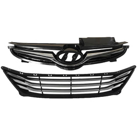 2014 2015 2016 Hyundai Elantra Sedan Front Upper Lower Bumper Grilles with Chrome Trim 2pc by AutoModed