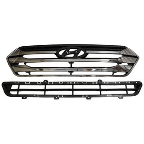 2013 2014 2015 2016 Hyundai Santa Fe Sport Front Upper Lower Bumper Grilles 2pc by AutoModed