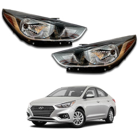 For 2018 2019 2020 2021 2022 Hyundai Accent SE SEL Limited Headlight Headlamp Assembly Halogen Driver Passenger Left Right LH RH Pair Set 2Pcs HY2502218 HY2503218 by AutoModed