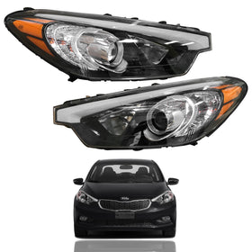 2014 2015 2016 Kia Forte EX LX & Forte Koup Headlight Assembly Halogen With Bulbs Left Right Pair by AutoModed