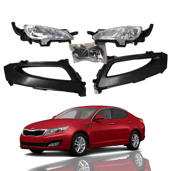 2011 2012 2013 Kia Optima Fog Lamp Daytime Driving Light Assembly with Covers Bezels Wire Set Left Right by AutoModed