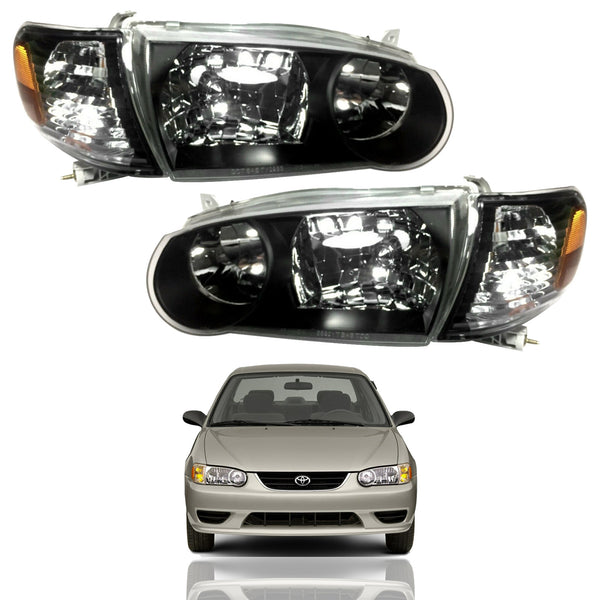 2001 2002 Toyota Corolla JDM Headlights Assembly & Corner Parking Lamps Set 4pc by AutoModed