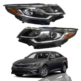 2019 2020 Kia Optima Headlight Assembly Halogen with LED Daytime Running Lamp Left Right Pair by AutoModed