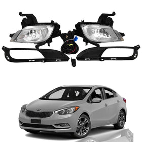 2014 2015 2016 Kia Forte Fog Lamp Daytime Driving Light Assembly with Covers Bezels Set by AutoModed
