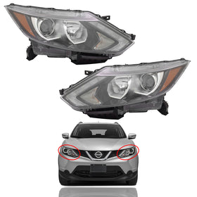 2017 2018 2019 Nissan Rogue Sport Qashqai Headlight Assembly Halogen with LED Left Right Pair by AutoModed