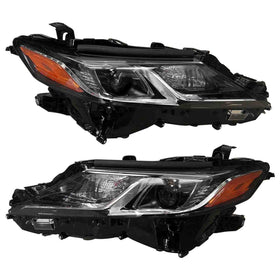2018 2019 2020 Toyota Camry L LE SE Headlight Assembly Halogen with LED Projector Left Right Pair by AutoModed