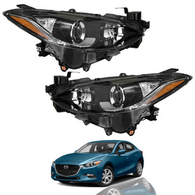 2014 2015 2016 Mazda 3 Sport Hatchback / Sedan Headlight Assembly Halogen Left Right Pair by AutoModed