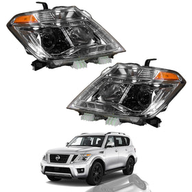2017 2018 2019 2020 Nissan Armada Headlight Assembly Halogen with LED Daytime Running Lamp Left Right Pair