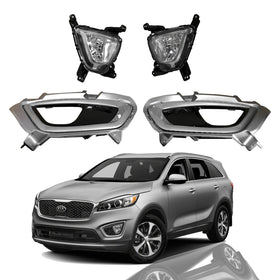2016 2017 2018 Kia Sorento Fog Lamp Daytime Driving Light Assembly with Covers Bezels Set 4pcs by AutoModed