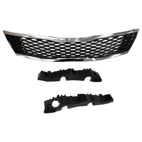 2016 2017 2018 Kia Optima Front Upper Bumper Grille with Bumper Brackets 3pc by AutoModed