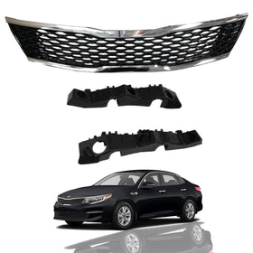 2016 2017 2018 Kia Optima Front Upper Bumper Grille with Bumper Brackets 3pc by AutoModed