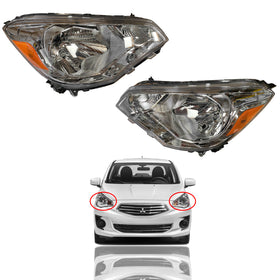 2017 2018 2019 2020 Mitsubishi Mirage G4 Headlight Assembly Left Right Pair by AutoModed