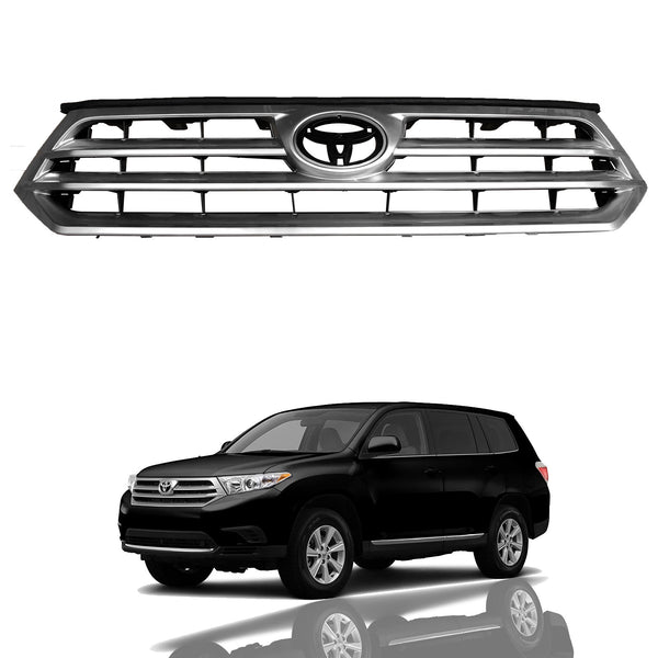 2011 2012 2013 Toyota Highlander Front Upper Bumper Grille Silver by AutoModed
