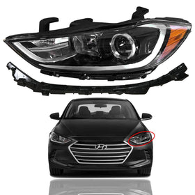 2017 2018 Hyundai Elantra Headlight Assembly Halogen with Mounting Retainer Bracket Driver Side 2pc by AutoModed