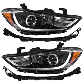 2017 2018 Hyundai Elantra Headlights Assembly Halogen with Mounting Retainer Brackets Left Right Pair 4pc by AutoModed