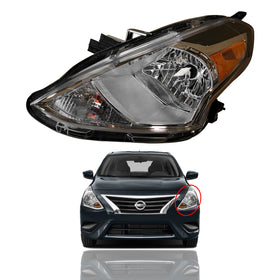 2015 2016 2017 2018 2019 Nissan Versa Headlight Assembly Halogen Chrome Housing Driver Side by AutoModed